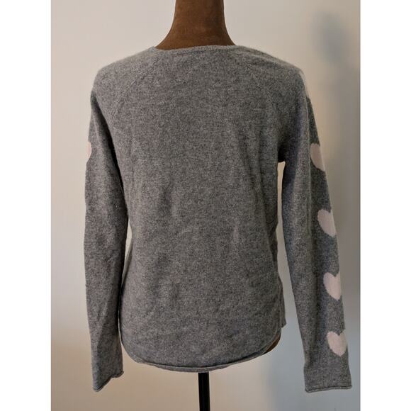 Future Paradise 100% Cashmere Gray & Pink Heart Long Sleeve Sweater Sz M - Picture 4 of 8